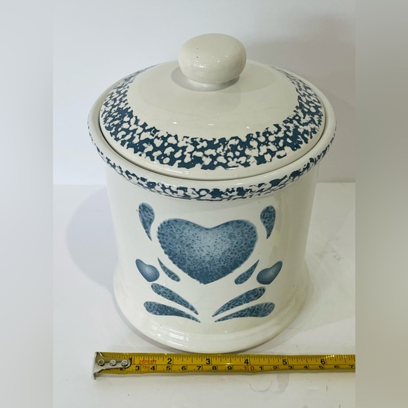 Jay Imports Blue Heart Corelle Coordinates Ceramic Canisters with Matching Plate - Picture 2 of 16